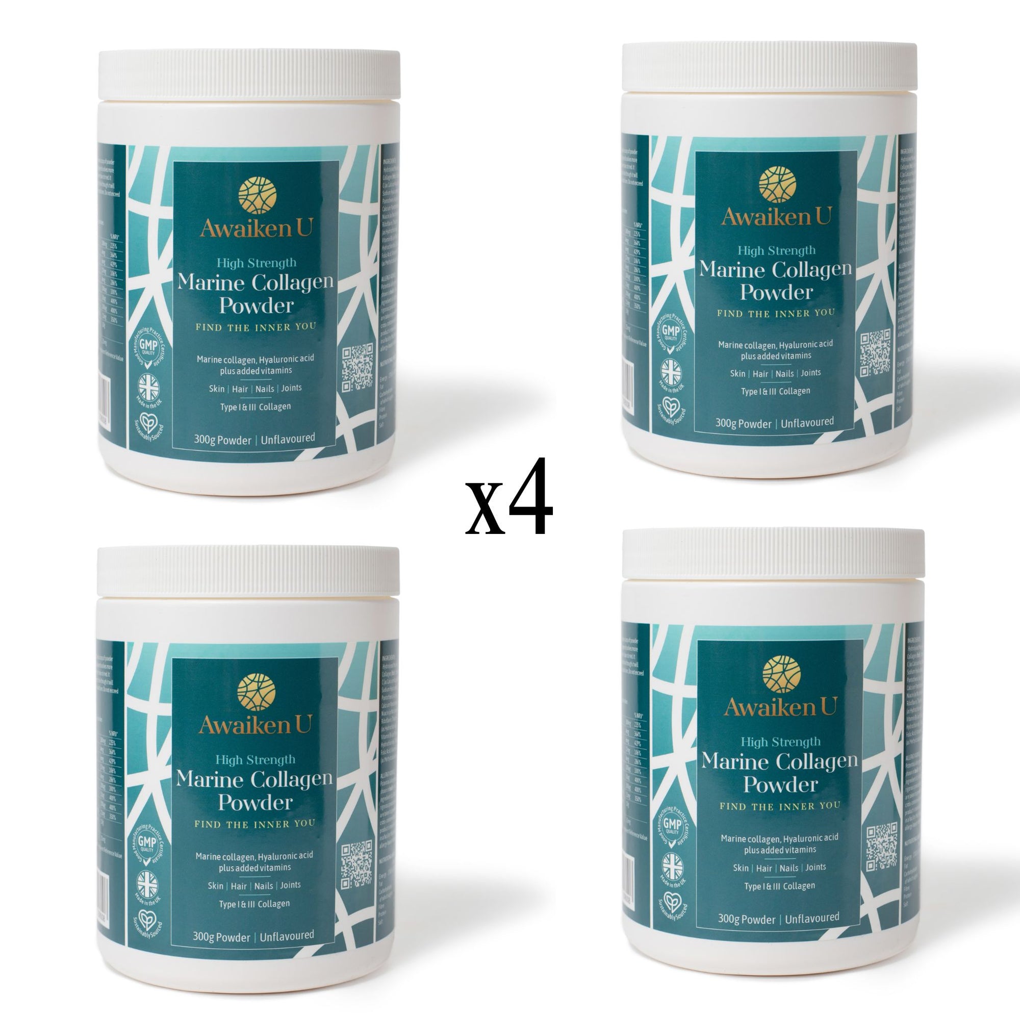 Marine Collagen Powder - pack of 4 - Biggest saving - 1 - AwaikenU