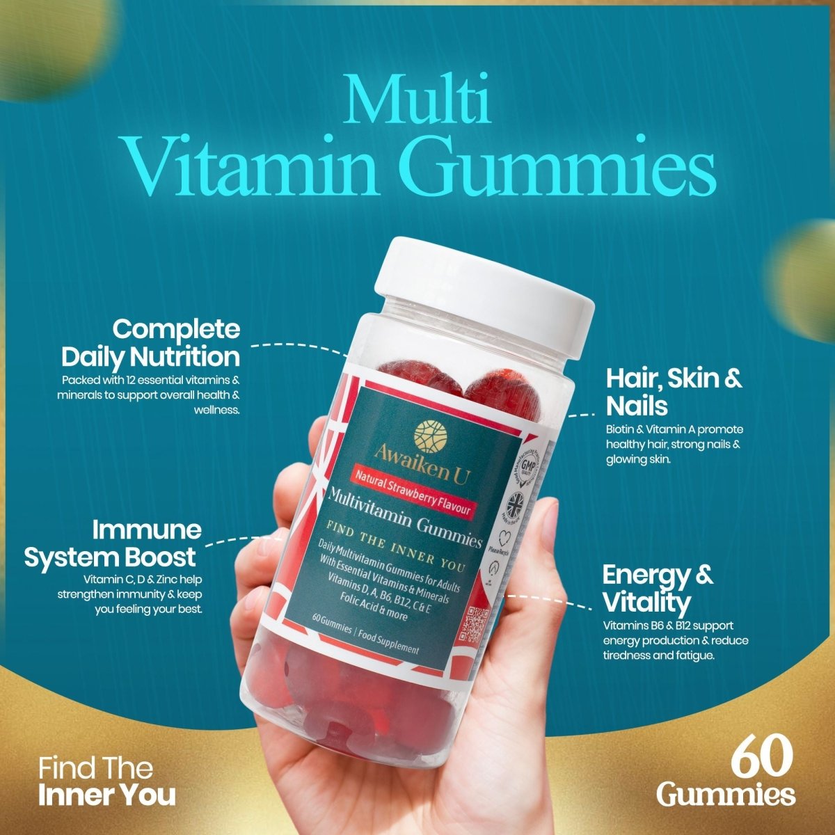 Multi - Vitamin Strawberry Gummies - 20 - AwaikenU